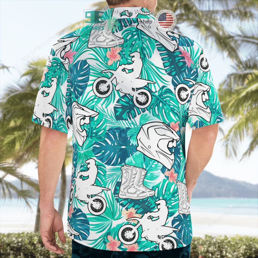 NEW Dirt Bike tropcial leaves green white Hawaii Shirt, Shorts 2 dirt bike tropcial leaves green white hawaiian shirt shorts 2 99548
