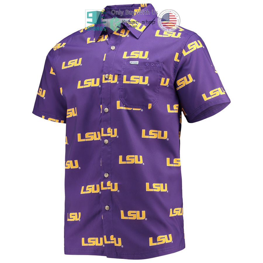 HOT LSU Tigers Columbia Super Slack Tide Purple Hawaii Shirt 2 lsu tigers columbia super slack tide purple hawaiian shirt 2 45925