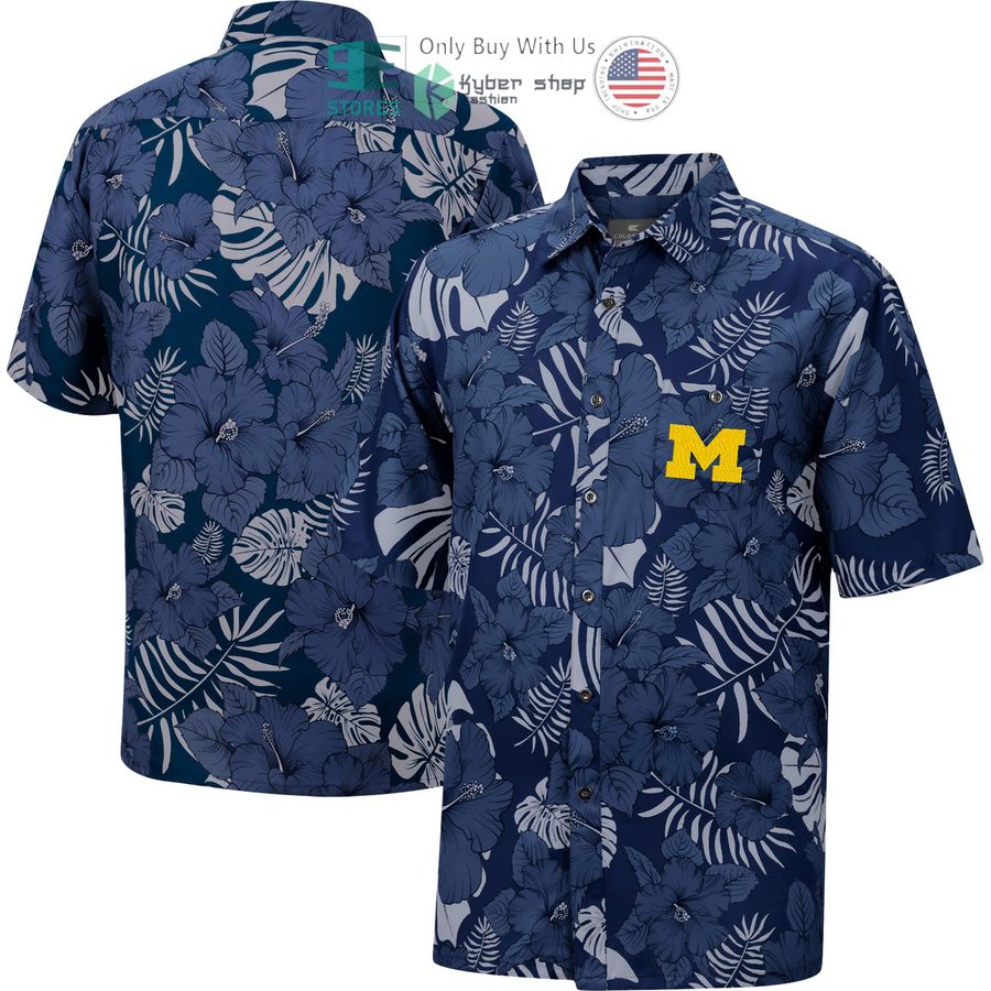 HOT Michigan Wolverines Colosseum The Dude Camp Navy Hawaii Shirt 1 michigan wolverines colosseum the dude camp navy hawaiian shirt 1 60941