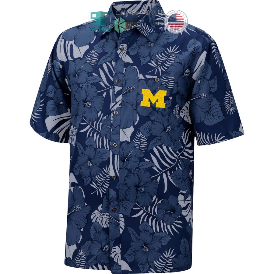 HOT Michigan Wolverines Colosseum The Dude Camp Navy Hawaii Shirt 2 michigan wolverines colosseum the dude camp navy hawaiian shirt 2 65357