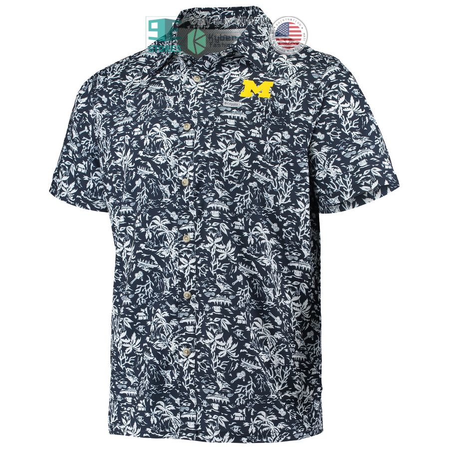 HOT Michigan Wolverines Columbia Super Slack Tide Navy Hawaii Shirt 2 michigan wolverines columbia super slack tide navy hawaiian shirt 2 2116