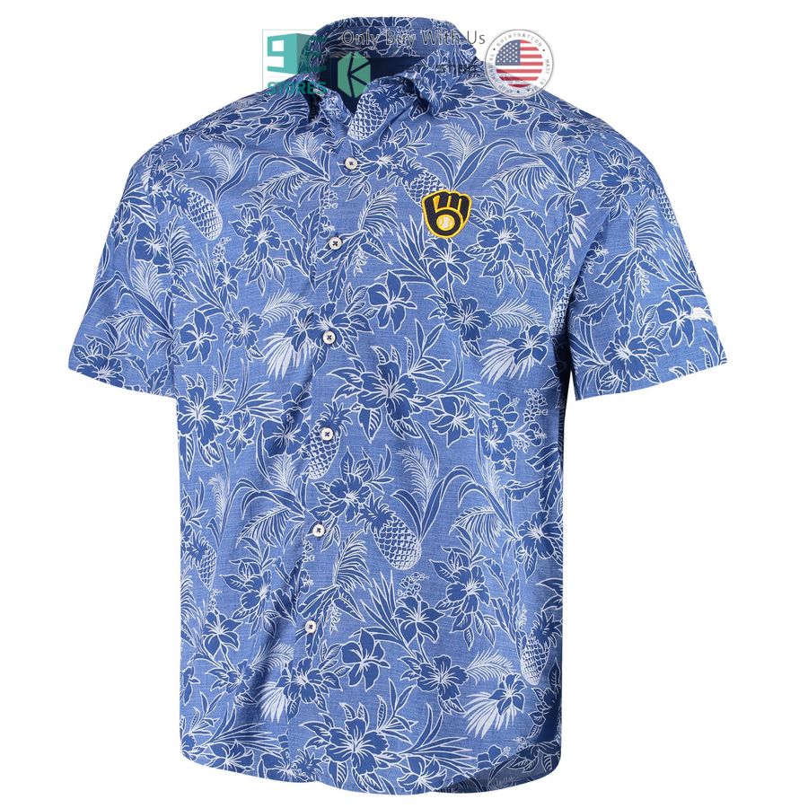 HOT Milwaukee Brewers Tommy Bahama Sport Tiki Luau Light Blue Hawaii Shirt 2 milwaukee brewers tommy bahama sport tiki luau light blue hawaiian shirt 2 78984