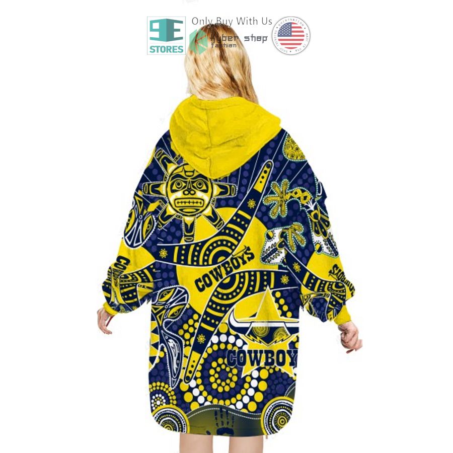 NEW NRL North Queensland Cowboys aboriginal pattern Fleece Hooded Blanket 3 nrl north queensland cowboys aboriginal pattern sherpa hooded blanket 3 77466