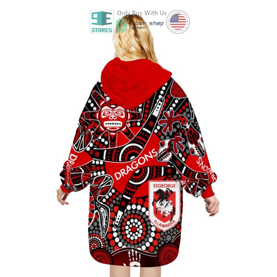 NEW NRL St. George Illawarra Dragons aboriginal pattern Fleece Hooded Blanket 4 nrl st george illawarra dragons aboriginal pattern sherpa hooded blanket 4 31990