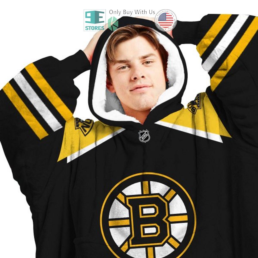 NEW Boston Bruins logo black Custom Name Fleece Hooded Blanket 3 personalized boston bruins logo black sherpa hooded blanket 3 61600