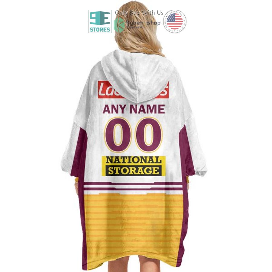 NEW Brisbane Broncos striped Custom Name Fleece Hooded Blanket 5 personalized brisbane broncos striped sherpa hooded blanket 5 1718