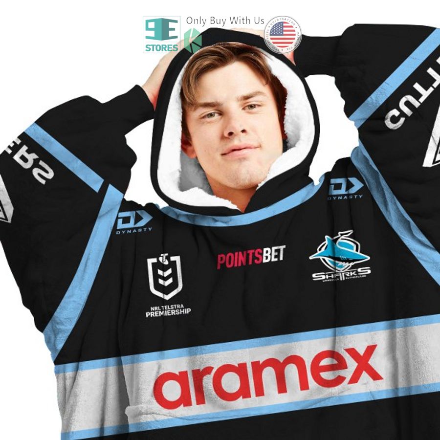 NEW Cronulla-Sutherland aramex black Sharks Custom Name Fleece Hooded Blanket 3 personalized cronulla sutherland aramex black sharks sherpa hooded blanket 3 31150