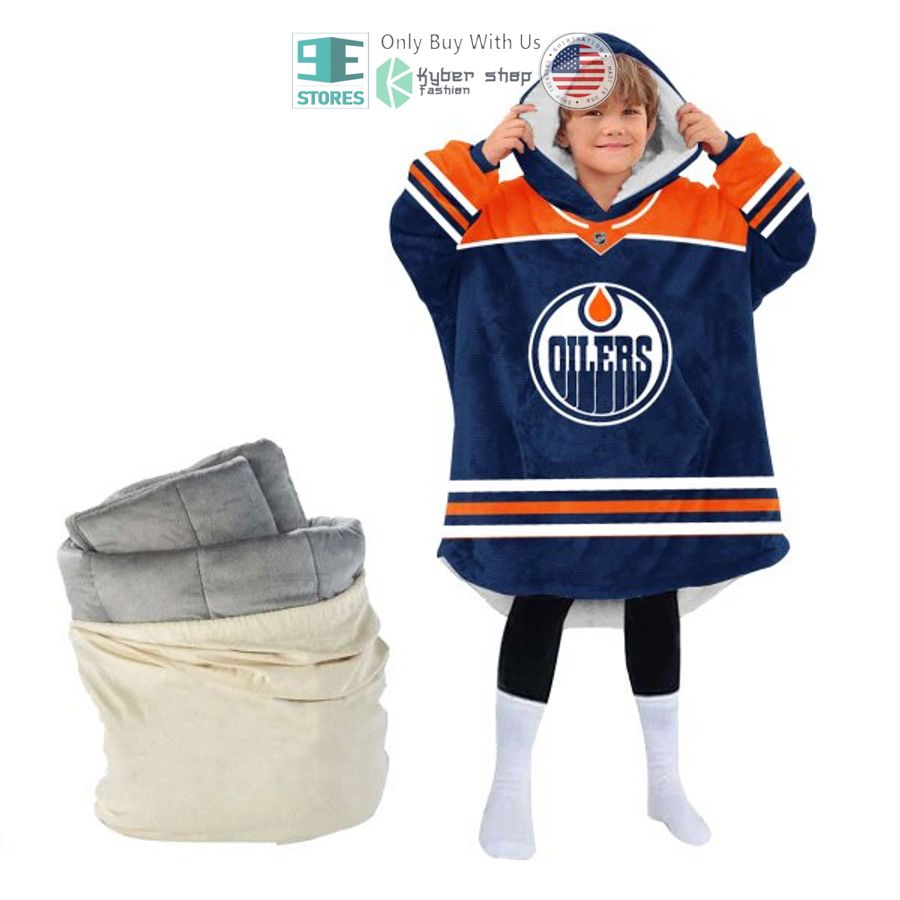 NEW Edmonton Oilers striped Custom Name Fleece Hooded Blanket 4 personalized edmonton oilers striped sherpa hooded blanket 4 68814