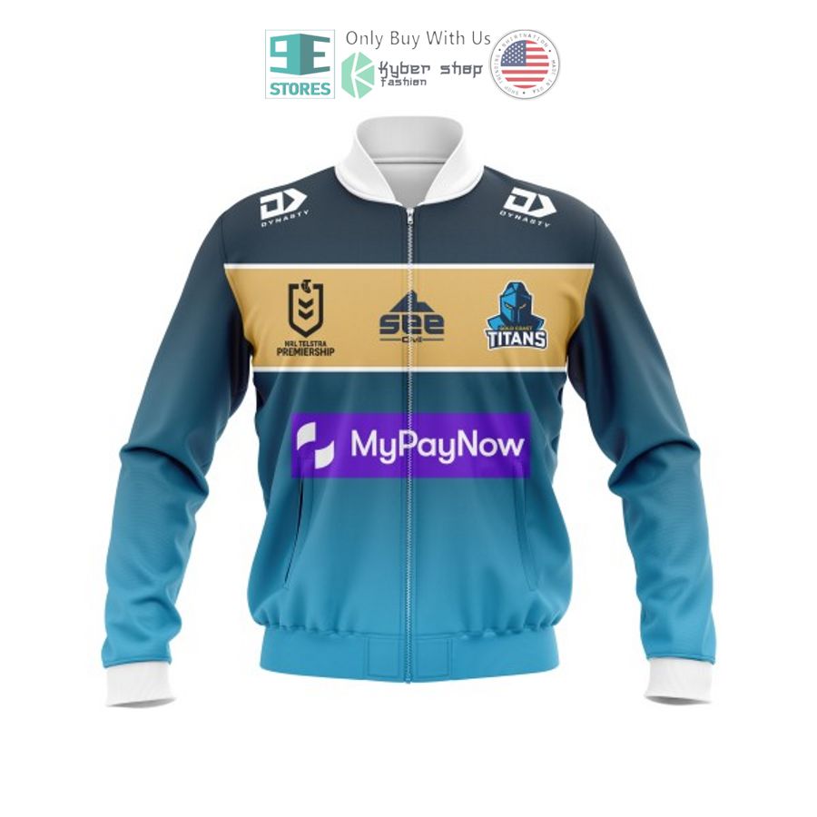 NEW Gold Coast Titans Custom Name Bomber Jacket 3 personalized gold coast titans bomber jacket 3 13052