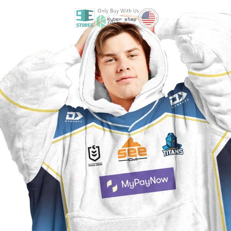 NEW Gold Coast Titans white blue Custom Name Fleece Hooded Blanket 3 personalized gold coast titans white blue sherpa hooded blanket 3 53569