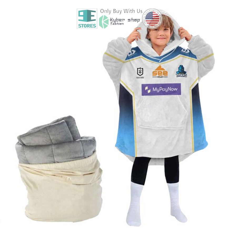 NEW Gold Coast Titans white blue Custom Name Fleece Hooded Blanket 4 personalized gold coast titans white blue sherpa hooded blanket 4 37197