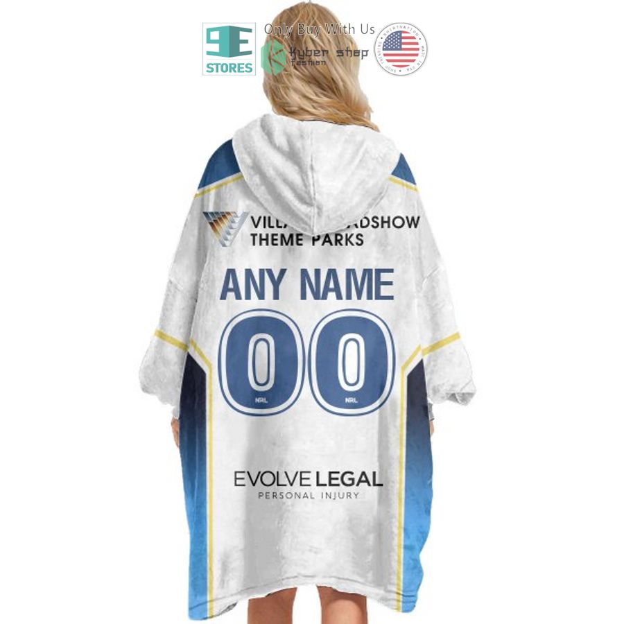 NEW Gold Coast Titans white blue Custom Name Fleece Hooded Blanket 5 personalized gold coast titans white blue sherpa hooded blanket 5 5778