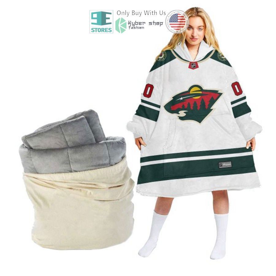 personalized minnesota wild logo sherpa hooded blanket 2 53968