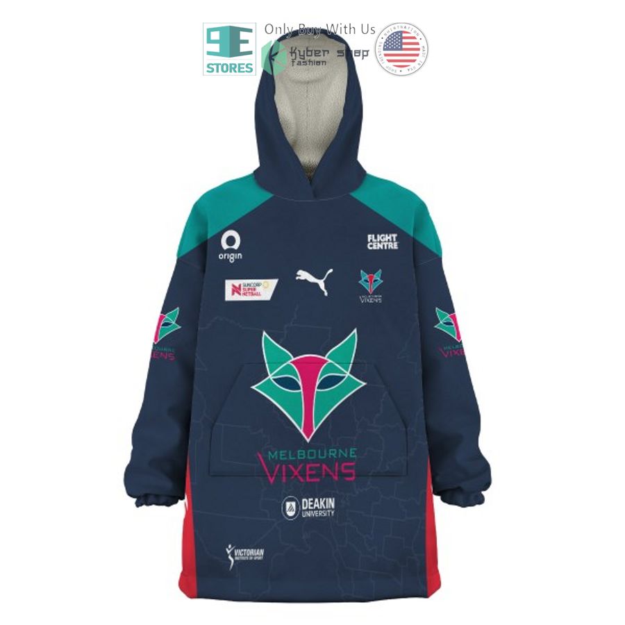 NEW Netball Melbourne Vixens dark blue Custom Name Fleece Hooded Blanket 7 personalized netball melbourne vixens dark blue sherpa hooded blanket 7 39010