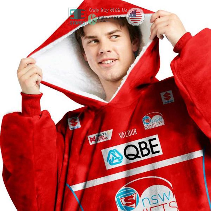 NEW Netball New South Wales Swifts red Custom Name Fleece Hooded Blanket 6 personalized netball new south wales swifts red sherpa hooded blanket 6 55181