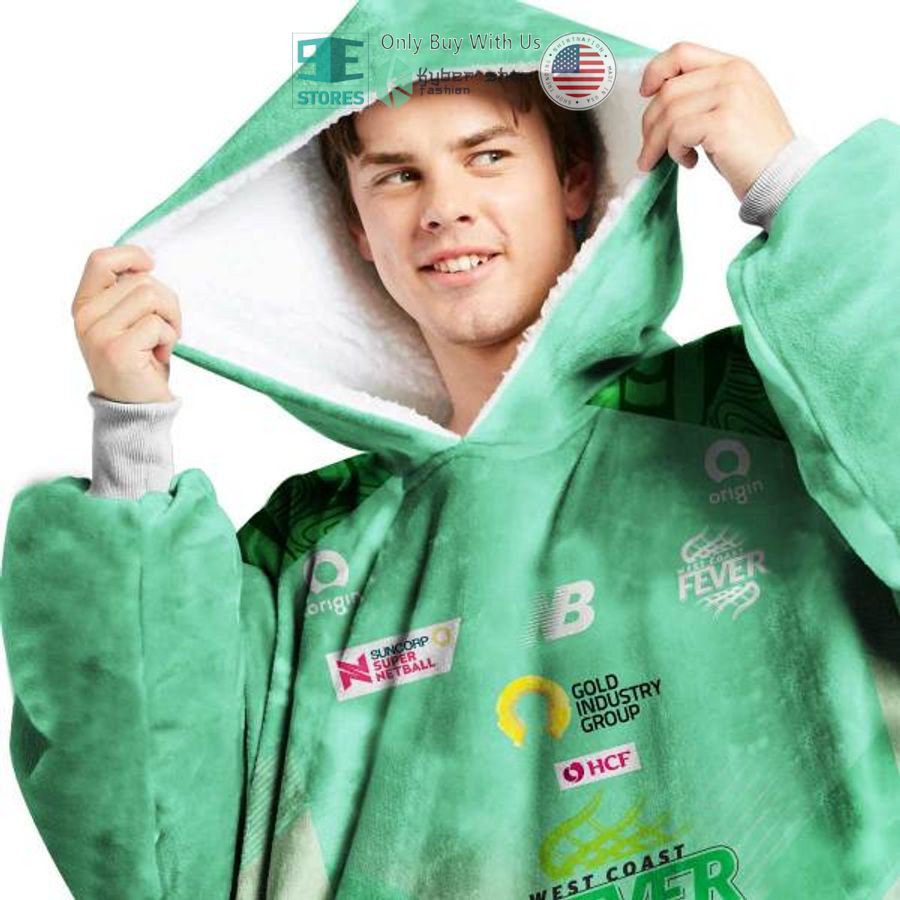 personalized netball west coast fever green sherpa hooded blanket 2 54730
