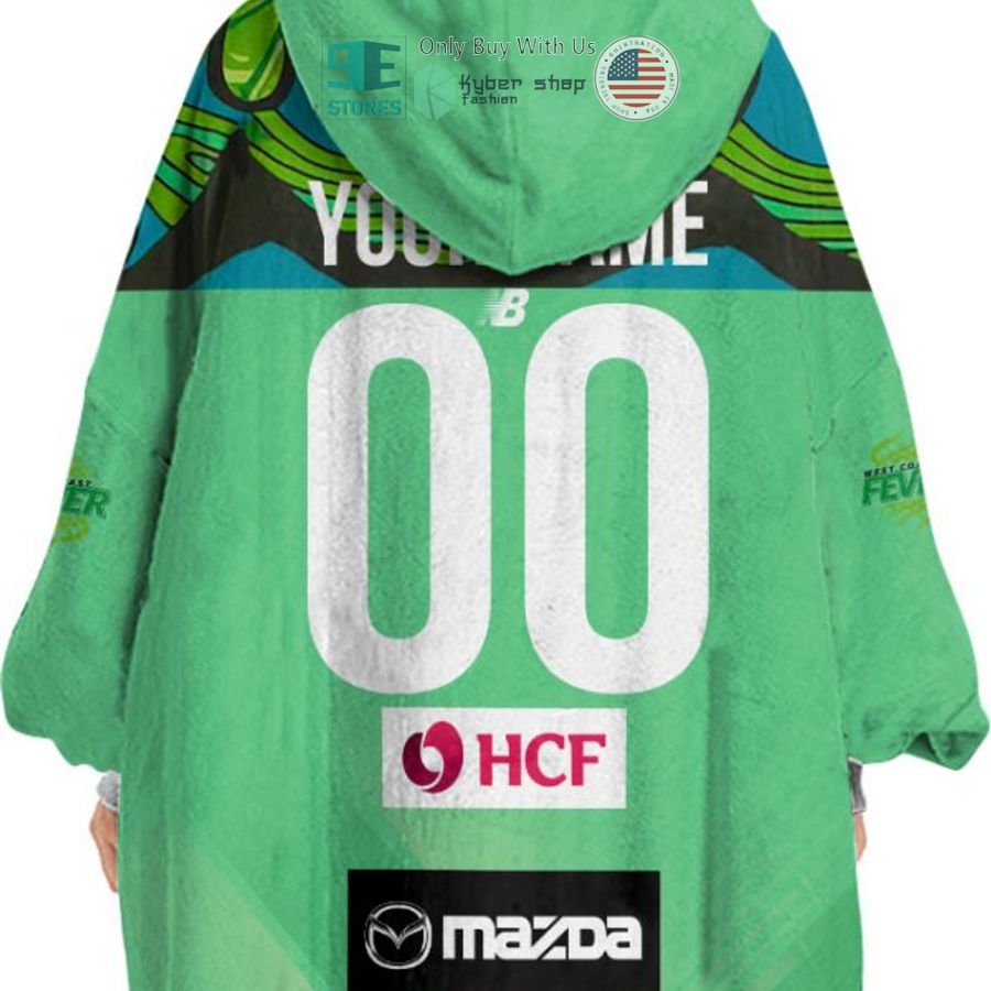 NEW Netball West Coast Fever green Custom Name Fleece Hooded Blanket 4 personalized netball west coast fever green sherpa hooded blanket 4 85570