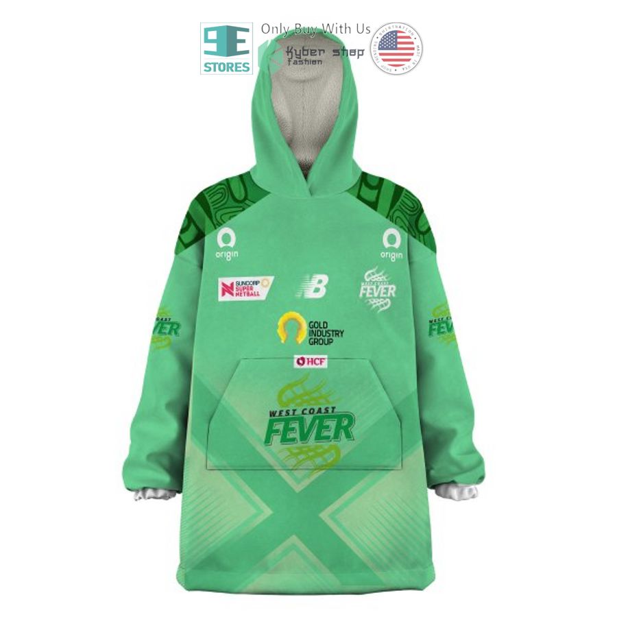 NEW Netball West Coast Fever green Custom Name Fleece Hooded Blanket 6 personalized netball west coast fever green sherpa hooded blanket 6 32096