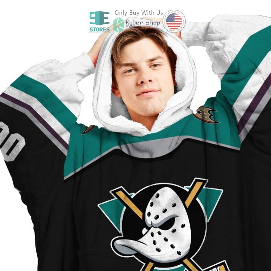 NEW Anaheim Ducks logo Custom Name Fleece Hooded Blanket 3 personalized nhl anaheim ducks logo sherpa hooded blanket 3 55246