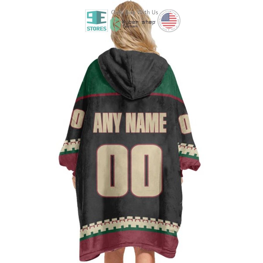 NEW Arizona Coyotes logo black Custom Name Fleece Hooded Blanket 5 personalized nhl arizona coyotes logo black sherpa hooded blanket 5 92563