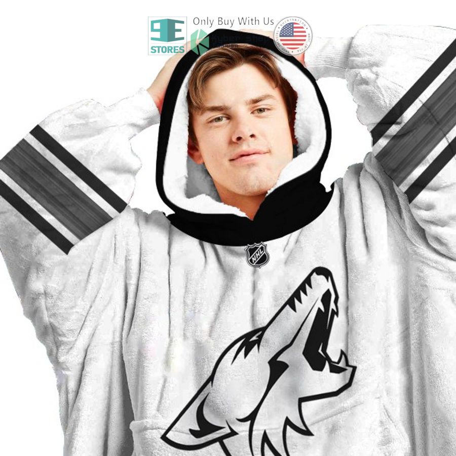 NEW Arizona Coyotes white Custom Name Fleece Hooded Blanket 3 personalized nhl arizona coyotes white sherpa hooded blanket 3 84526