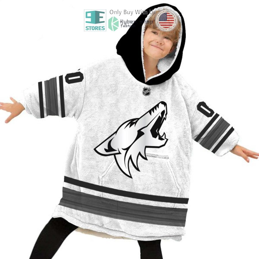 NEW Arizona Coyotes white Custom Name Fleece Hooded Blanket 5 personalized nhl arizona coyotes white sherpa hooded blanket 5 99578