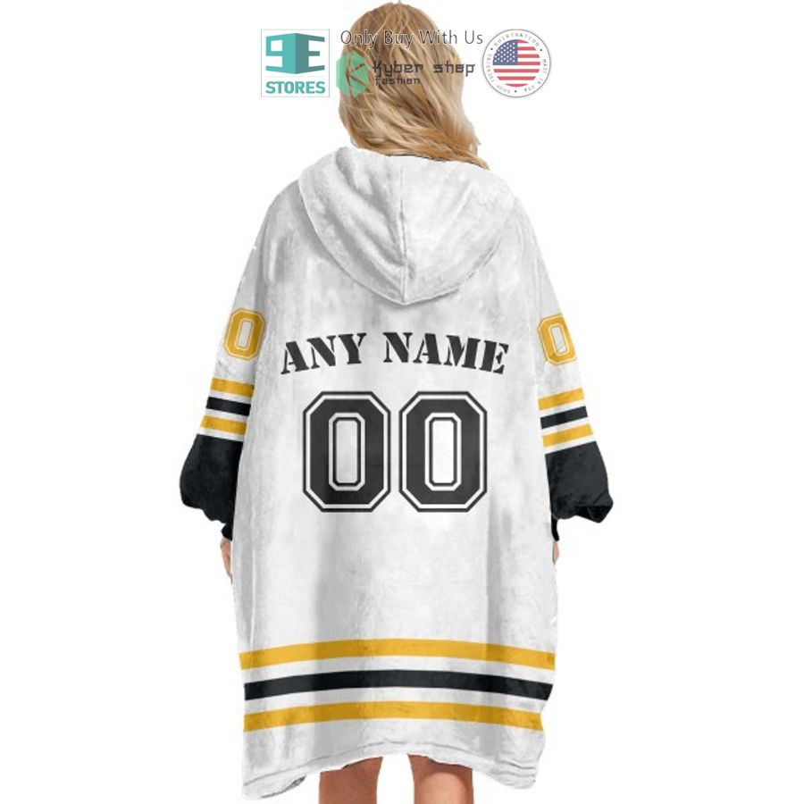 NEW Boston Bruins white Custom Name Fleece Hooded Blanket 5 personalized nhl boston bruins white sherpa hooded blanket 5 766