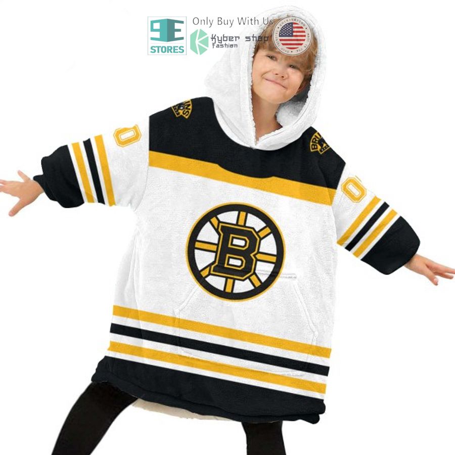 NEW Boston Bruins white Custom Name Fleece Hooded Blanket 6 personalized nhl boston bruins white sherpa hooded blanket 6 94971