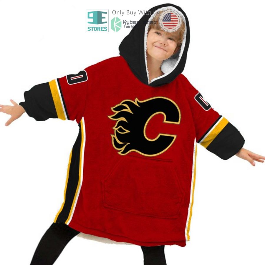 NEW Calgary Flames logo red Custom Name Fleece Hooded Blanket 6 personalized nhl calgary flames logo red sherpa hooded blanket 6 647