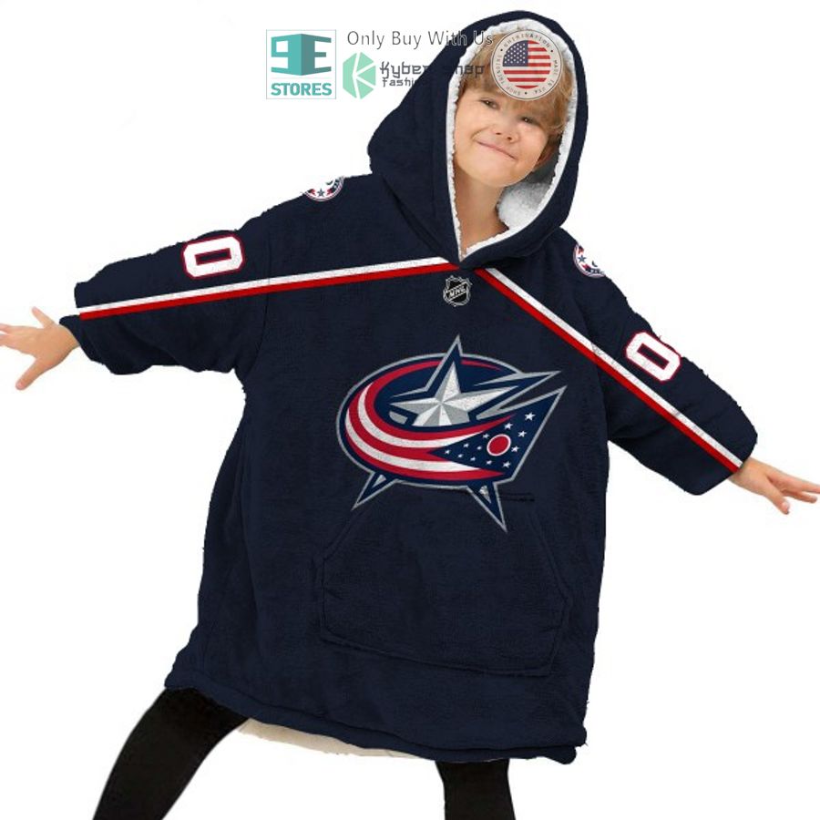 NEW Columbus Blue Jackets black Custom Name Fleece Hooded Blanket 6 personalized nhl columbus blue jackets black sherpa hooded blanket 6 44256