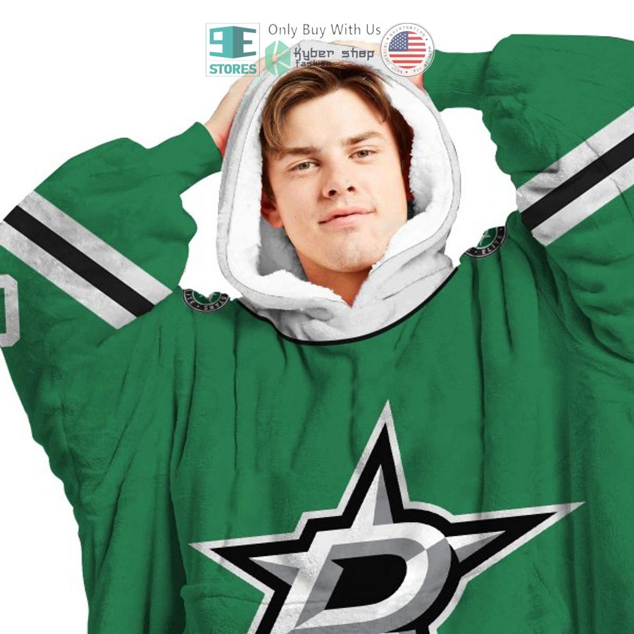 NEW Dallas Stars green Custom Name Fleece Hooded Blanket 3 personalized nhl dallas stars green sherpa hooded blanket 3 63280