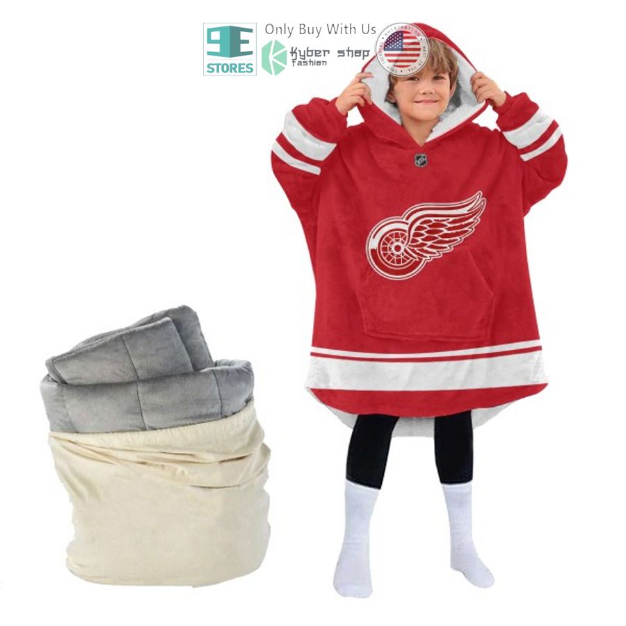 NEW Detroit Red Wings red Custom Name Fleece Hooded Blanket 4 personalized nhl detroit red wings red sherpa hooded blanket 4 4741