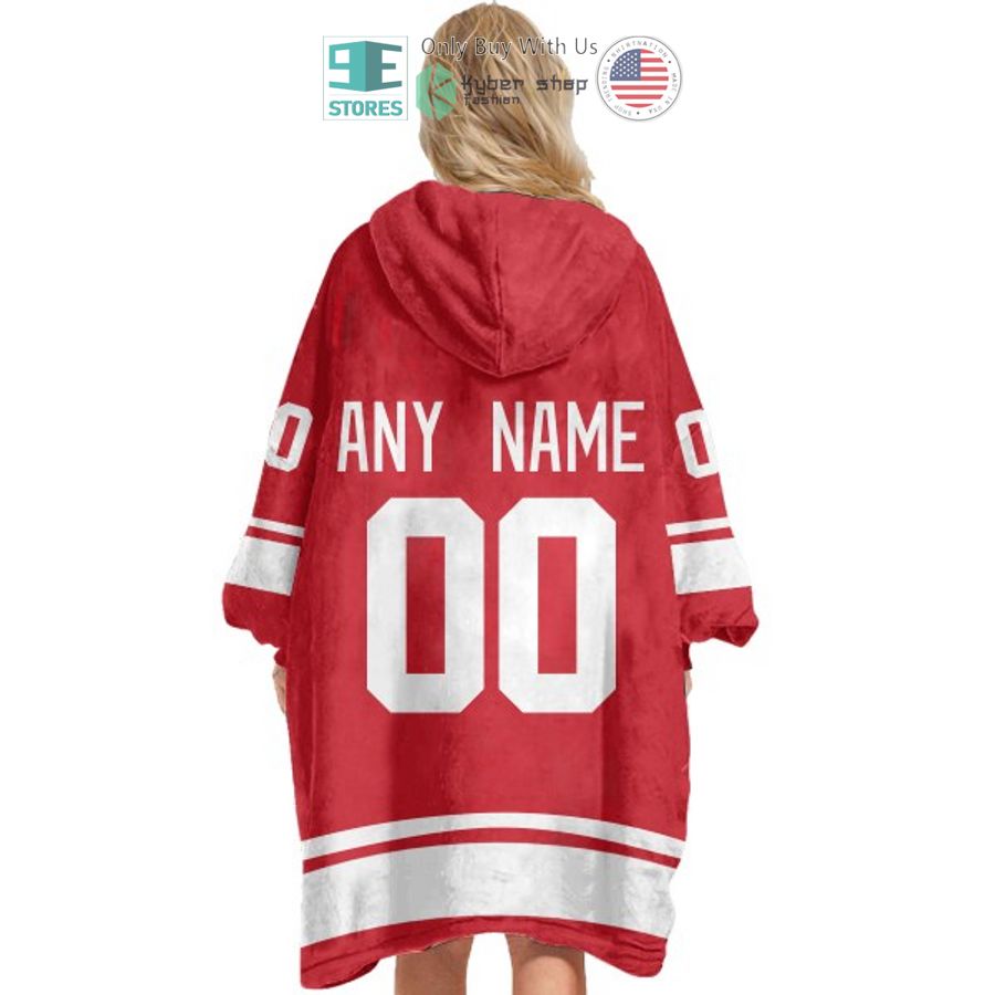 NEW Detroit Red Wings red Custom Name Fleece Hooded Blanket 5 personalized nhl detroit red wings red sherpa hooded blanket 5 50376