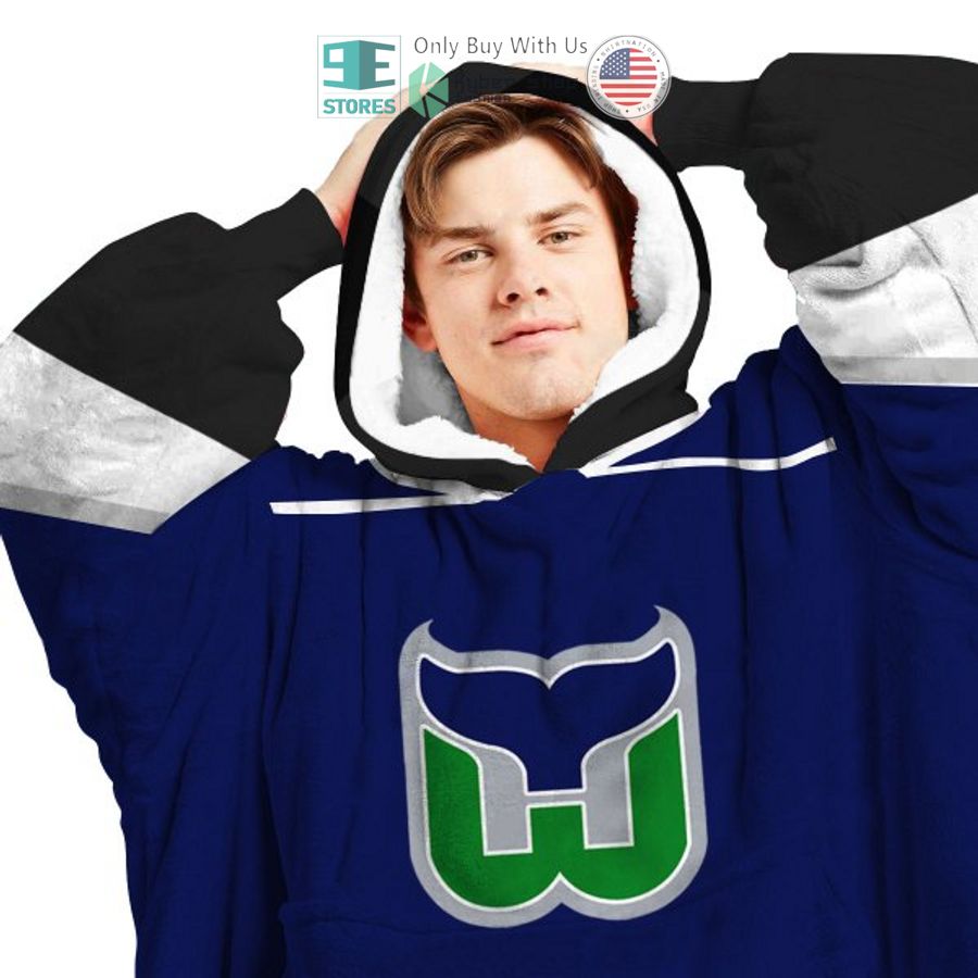 NEW Hartford Whalers logo blue Custom Name Fleece Hooded Blanket 3 personalized nhl hartford whalers logo blue sherpa hooded blanket 3 84578