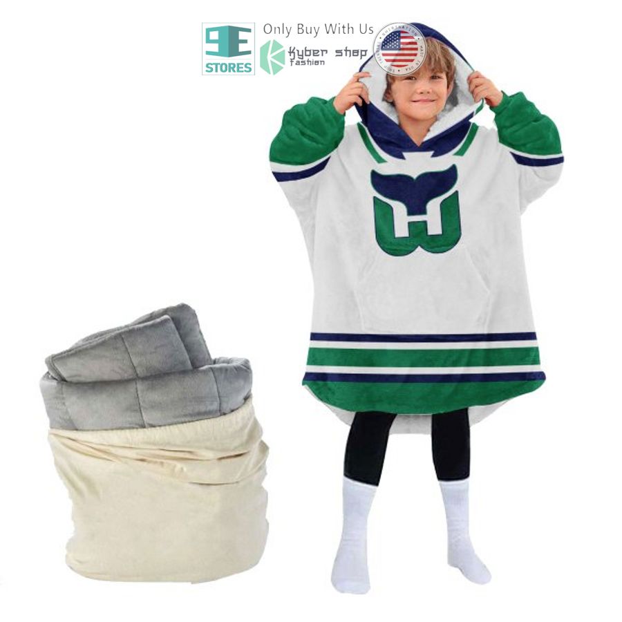 NEW Hartford Whalers white green Custom Name Fleece Hooded Blanket 4 personalized nhl hartford whalers white green sherpa hooded blanket 4 25718