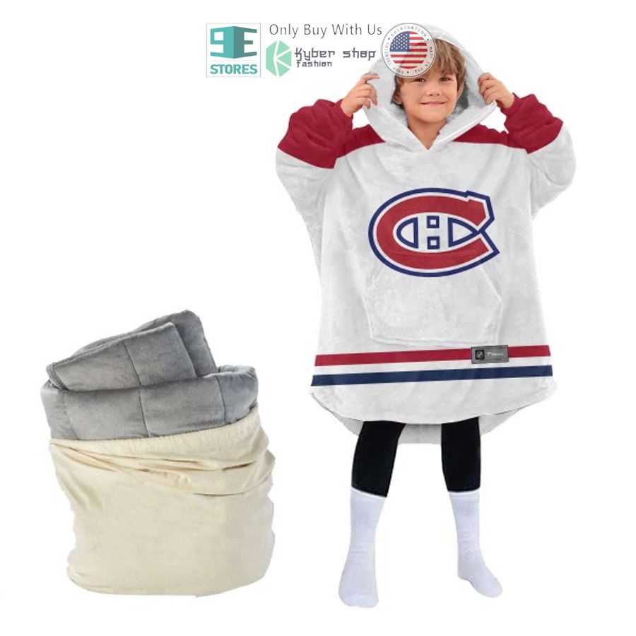 NEW Montreal Canadiens white Custom Name Fleece Hooded Blanket 4 personalized nhl montreal canadiens white sherpa hooded blanket 4 51504