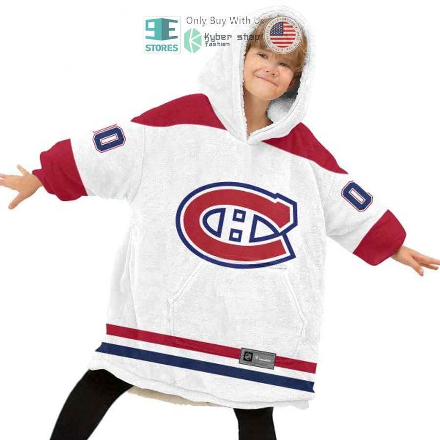 NEW Montreal Canadiens white Custom Name Fleece Hooded Blanket 6 personalized nhl montreal canadiens white sherpa hooded blanket 6 45277