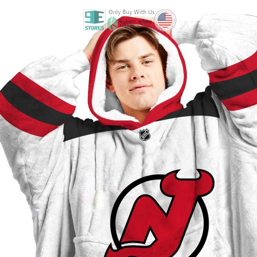 NEW New Jersey Devils log white Custom Name Fleece Hooded Blanket 3 personalized nhl new jersey devils log white sherpa hooded blanket 3 93571