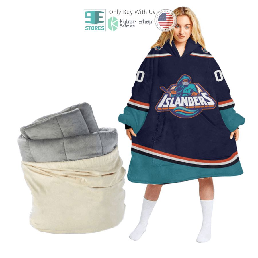 NEW New York Islanders blue Custom Name Fleece Hooded Blanket 4 personalized nhl new york islanders blue sherpa hooded blanket 4 41542
