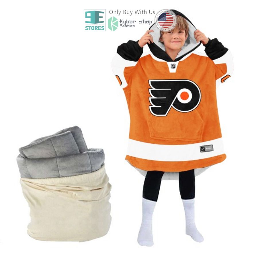 NEW Philadelphia Flyers orange Custom Name Fleece Hooded Blanket 4 personalized nhl philadelphia flyers orange sherpa hooded blanket 4 6392