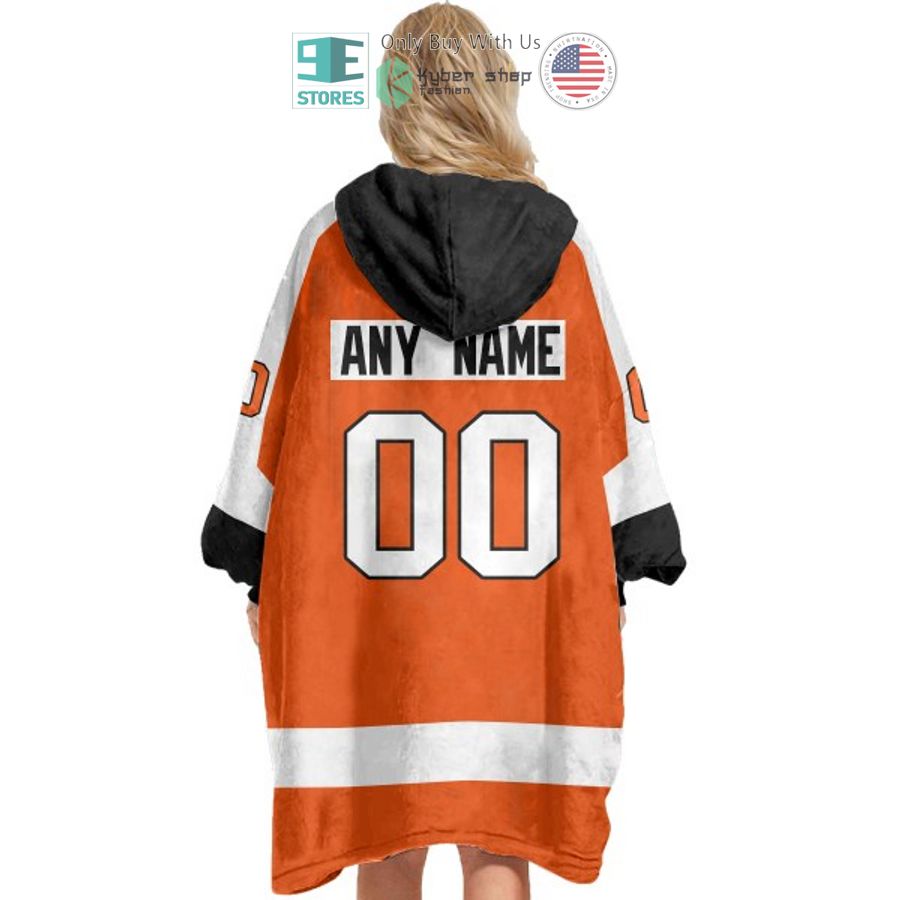 NEW Philadelphia Flyers orange Custom Name Fleece Hooded Blanket 5 personalized nhl philadelphia flyers orange sherpa hooded blanket 5 53347