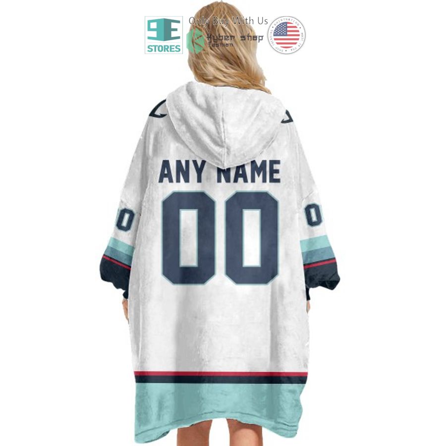 NEW Seattle Kraken white Custom Name Fleece Hooded Blanket 5 personalized nhl seattle kraken white sherpa hooded blanket 5 5056