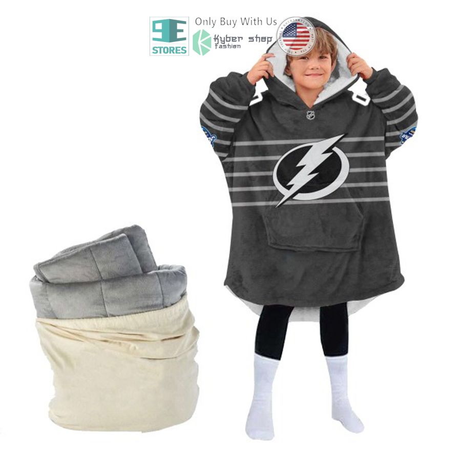 NEW Tampa Bay Lightning grey Custom Name Fleece Hooded Blanket 4 personalized nhl tampa bay lightning grey sherpa hooded blanket 4 96504