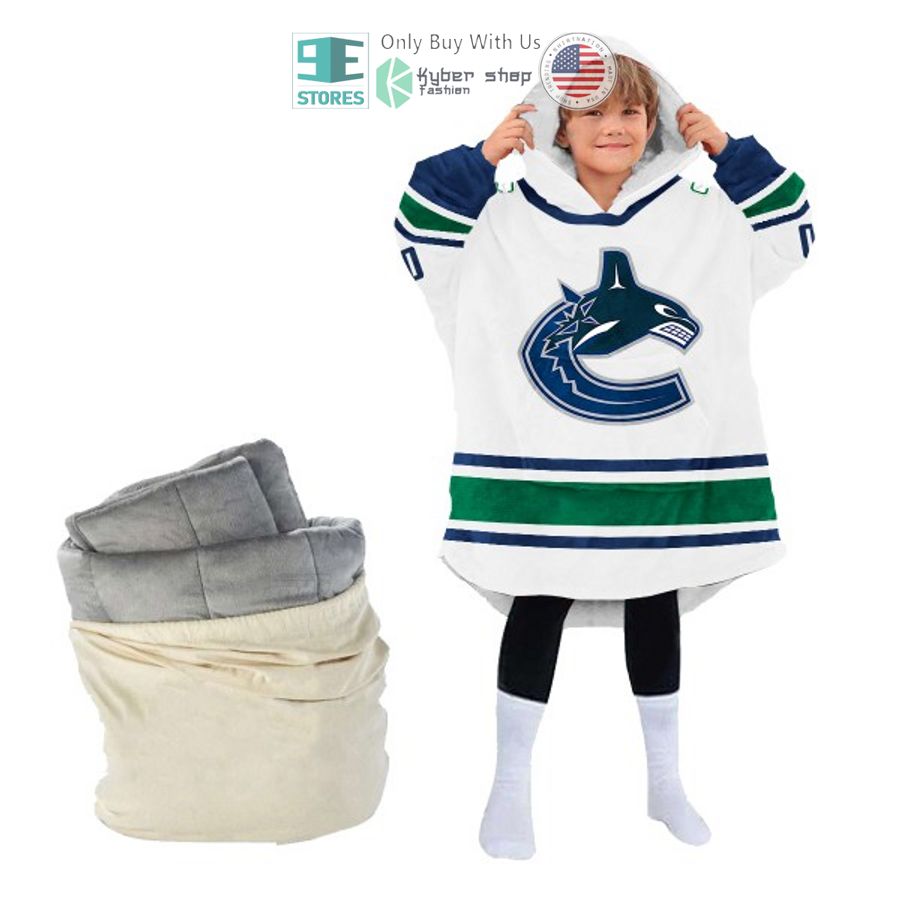 NEW Vancouver Canucks white Custom Name Fleece Hooded Blanket 4 personalized nhl vancouver canucks white sherpa hooded blanket 4 71968