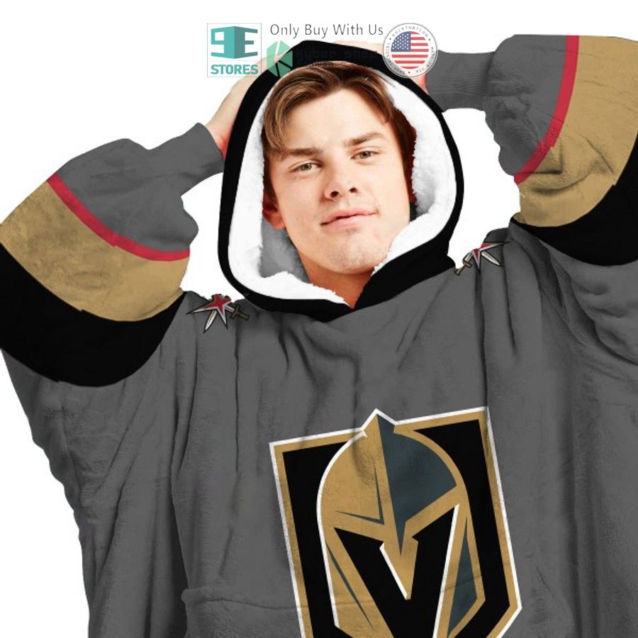NEW Vegas golden knights grey Custom Name Fleece Hooded Blanket 3 personalized nhl vegas golden knights grey sherpa hooded blanket 3 26208