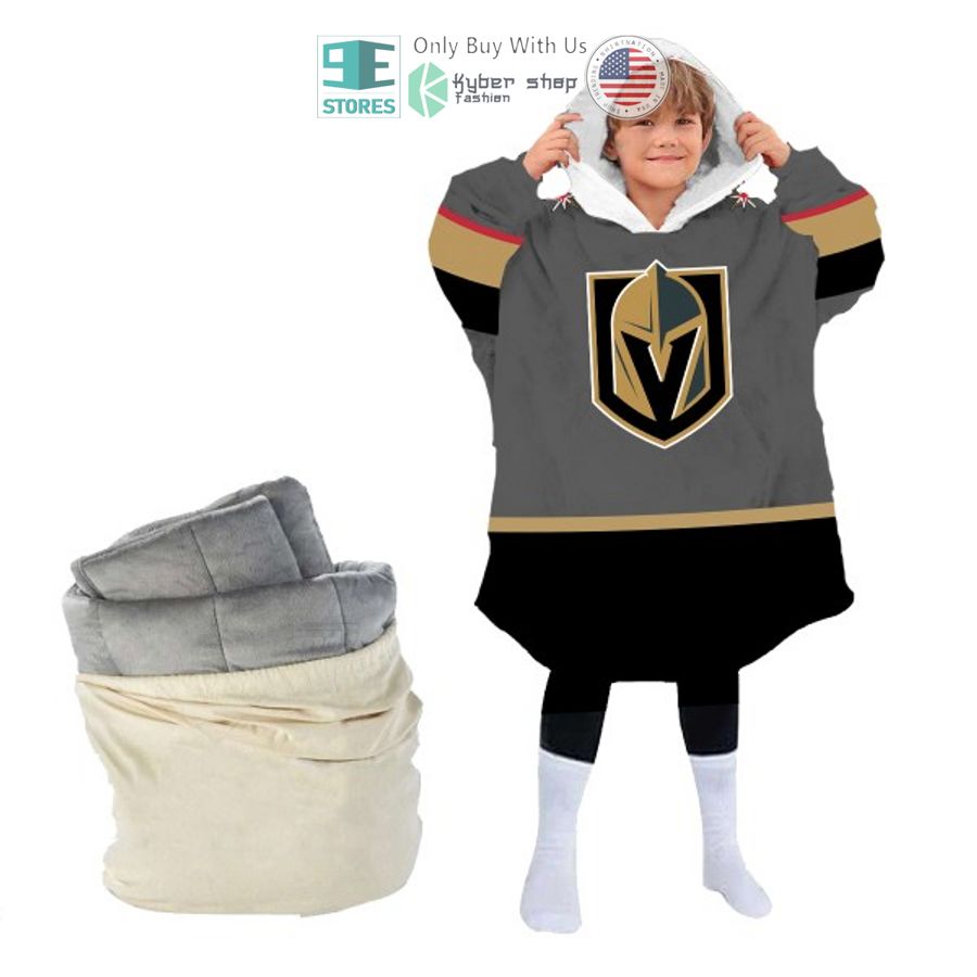 NEW Vegas golden knights grey Custom Name Fleece Hooded Blanket 4 personalized nhl vegas golden knights grey sherpa hooded blanket 4 39012