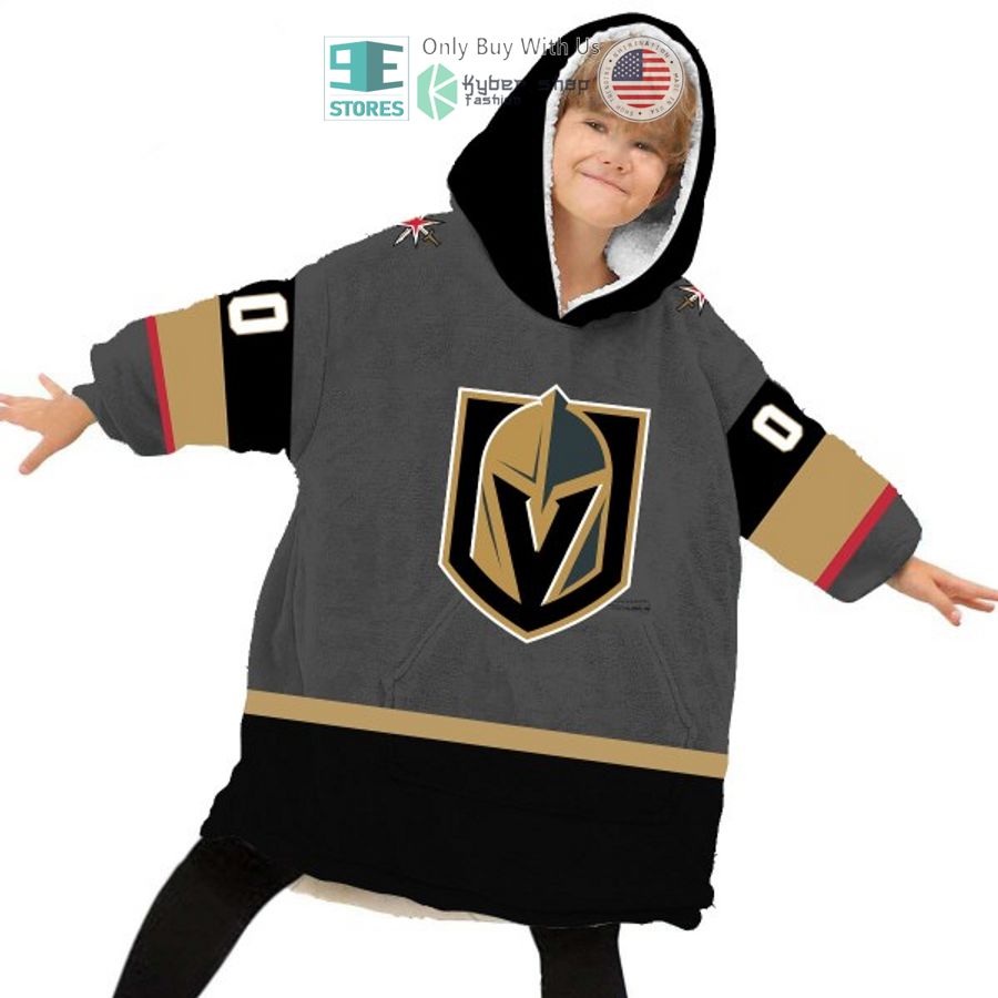 NEW Vegas golden knights grey Custom Name Fleece Hooded Blanket 6 personalized nhl vegas golden knights grey sherpa hooded blanket 6 69510