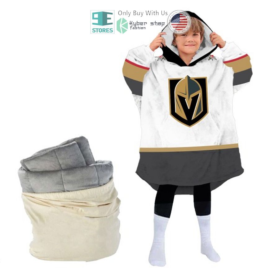 NEW Vegas golden knights white Custom Name Fleece Hooded Blanket 5 personalized nhl vegas golden knights white sherpa hooded blanket 5 43547