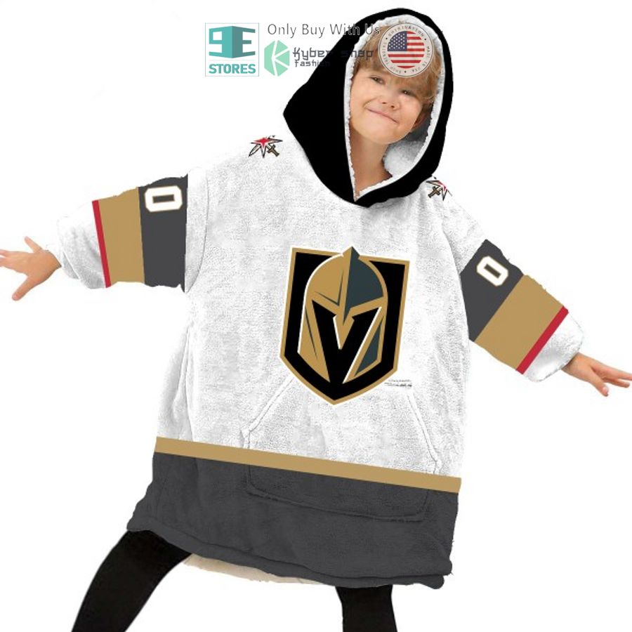 NEW Vegas golden knights white Custom Name Fleece Hooded Blanket 6 personalized nhl vegas golden knights white sherpa hooded blanket 6 57645