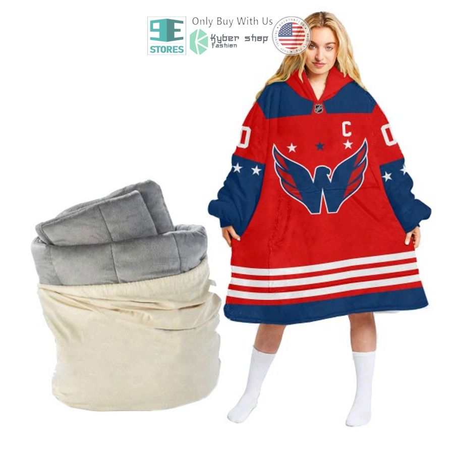 personalized nhl washington capitals red sherpa hooded blanket 2 29265